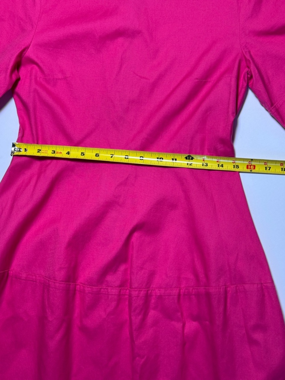 COS Day Dress 100% Cotton Bright Pink Fit and Flare‎ Midi Dress Scoop Neck 6 - Picture 7 of 13